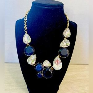 J. Crew Navy Blue Rhinestone Statement Necklace